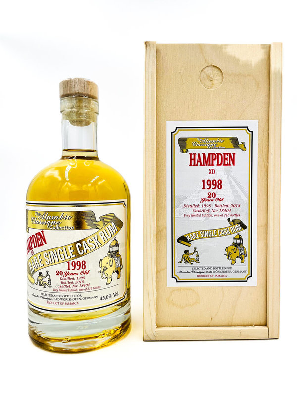 Hampden 1998 20 Jahre XO Jamaica Rum - Alambic Classique (AC) - 0,7L 45%