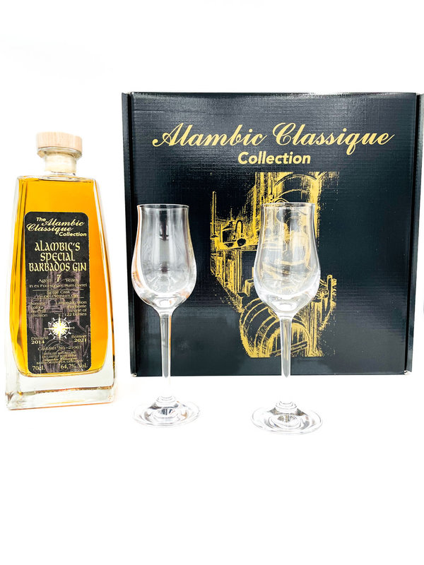 Alambic's Special Islay Gin 2014/2021 - 1st Fill Foursquare Barbados Rum Barrel - Geschenk-Set