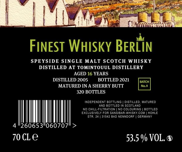 Tomintoul 2005/2021 - Sansibar - Sherry Butt - Finest Whisky Berlin - Batch #8