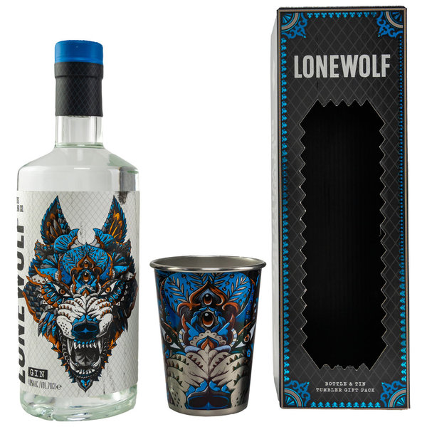 LoneWolf Dry Gin - Geschenkset mit Zinnbecher