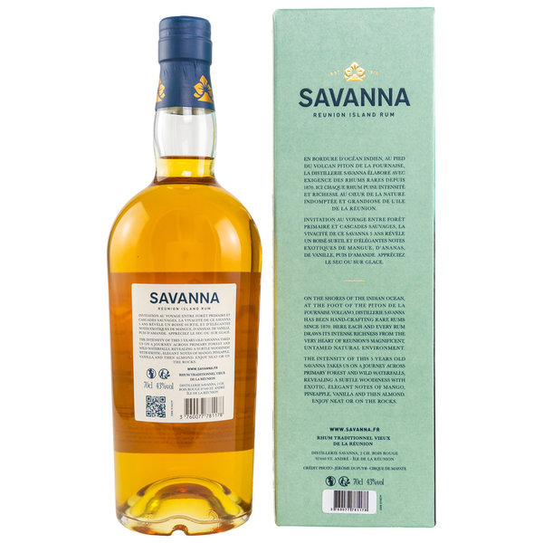 Savanna 5 y.o. - Rhum Traditionnel Vieux de la Reúnion - French Oak Cognac Casks
