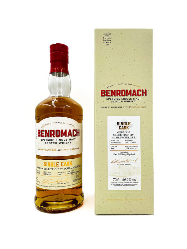 Benromach 2011/2021 - 1st Fill Sherry Hogshead Cask 366 - German Selection by Schlumberger No. 7
