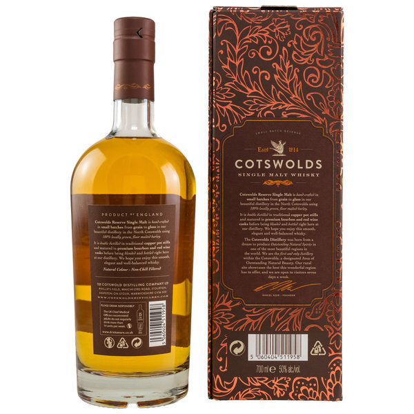 Cotswolds - Reserve - First Fill Bourbon Casks, STR Red Wine Casks - English Single Malt Whisky
