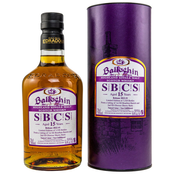 Ballechin 15 y.o. SBCS – Heavily Peated - First Fill Bourbon Barrels, 2nd Fill Oloroso Sherry Butts