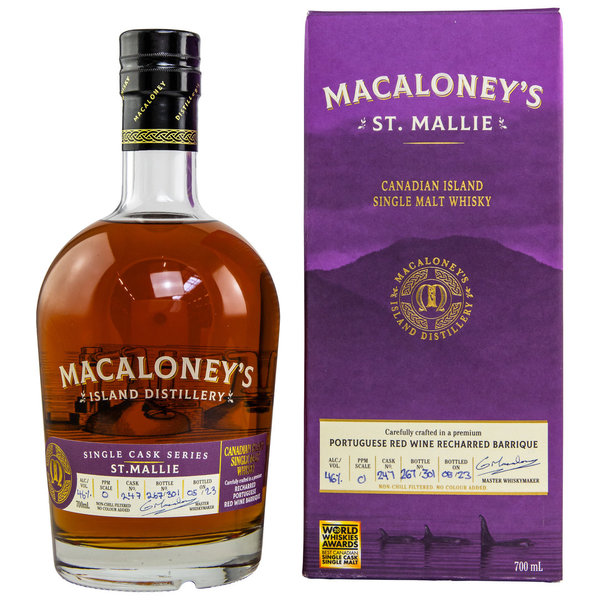 Macaloney's St. Mallie – Recharred Portuguese Red Wine Barrique 247 - Canadian Single Malt Whisky